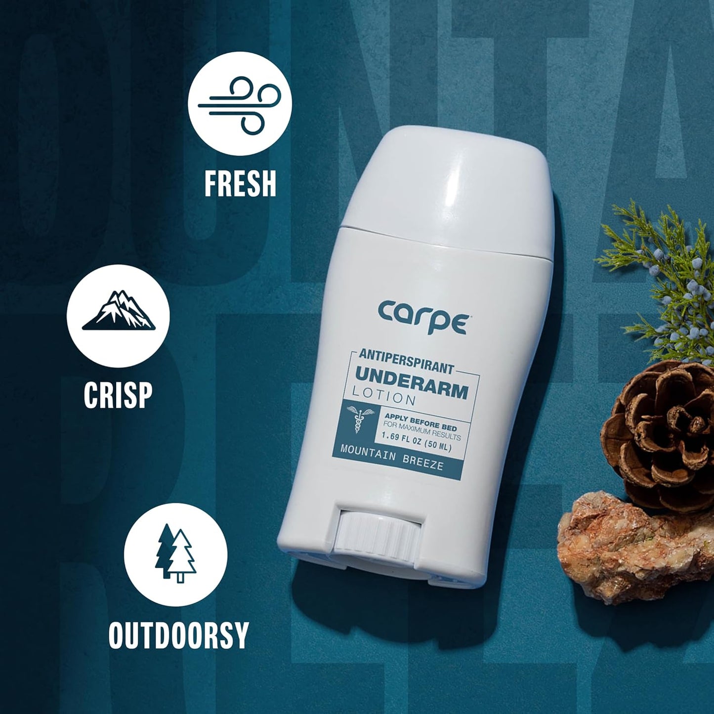 Carpe Underarm Antiperspirant Deodorant Advanced Sweat & Odor Protection Formula - Deodorant for Men & Women Helps to Combat Excessive Sweating with Odor Control - Mountain Breeze (Pack of 2)