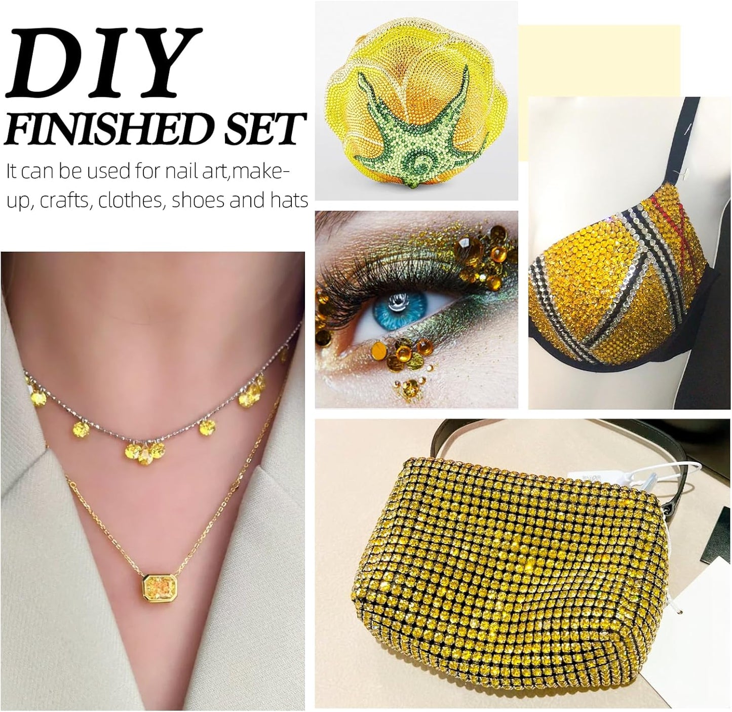 Citrine Flatback Rhinestones, Glass Rhinestones for Nail Art and Craft, Glue Fix, Loose Crystal Gemstones(Yellow, SS20, 1440pcs, 4.6-4.8mm)