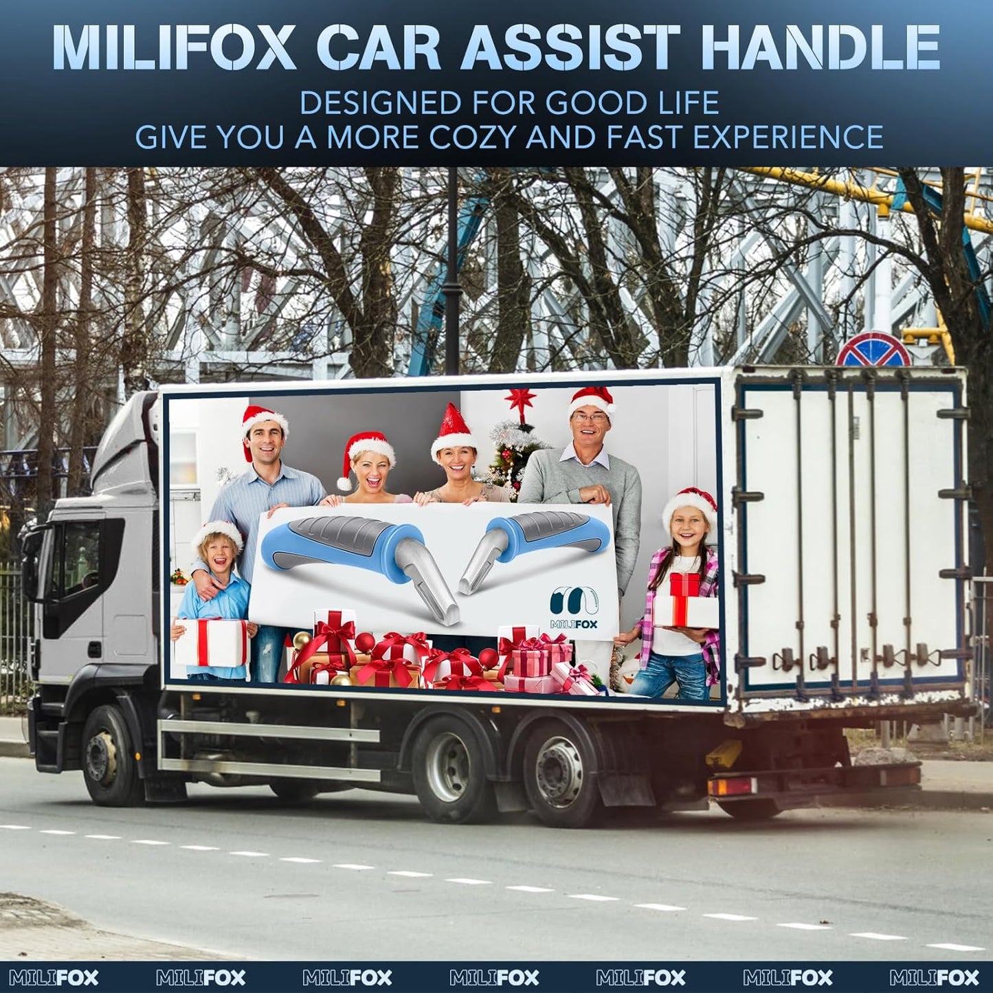 Car Door Handle for Elderly Car Handle Assist Support, Portable Auto Grab Handles for Handicap Seniors, Light Blue and Grey