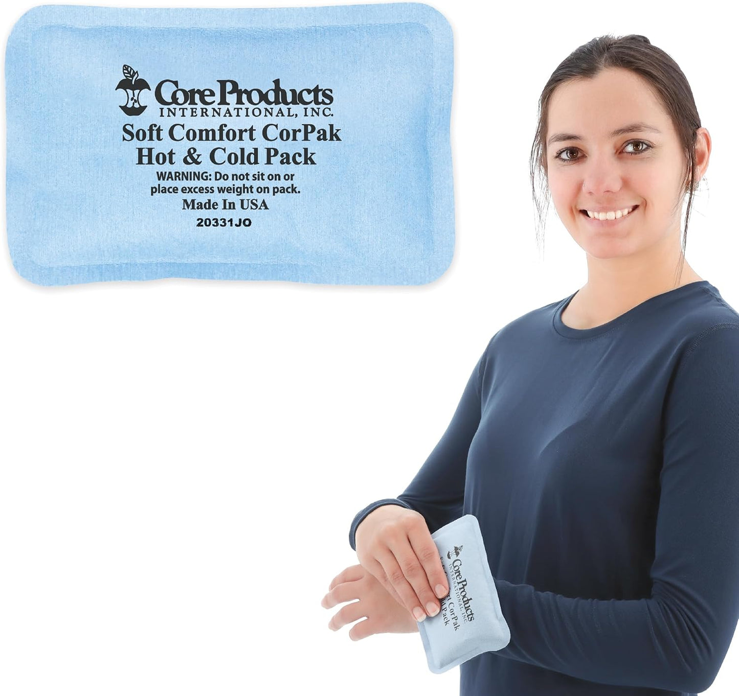 Core Products Soft Comfort CorPak – Reusable Hot & Cold Therapy Pack, Ice Pack for Injuries, No-Frost Compress for Muscle, Back & Joint Pain Relief – 3" x 5", Made in USA