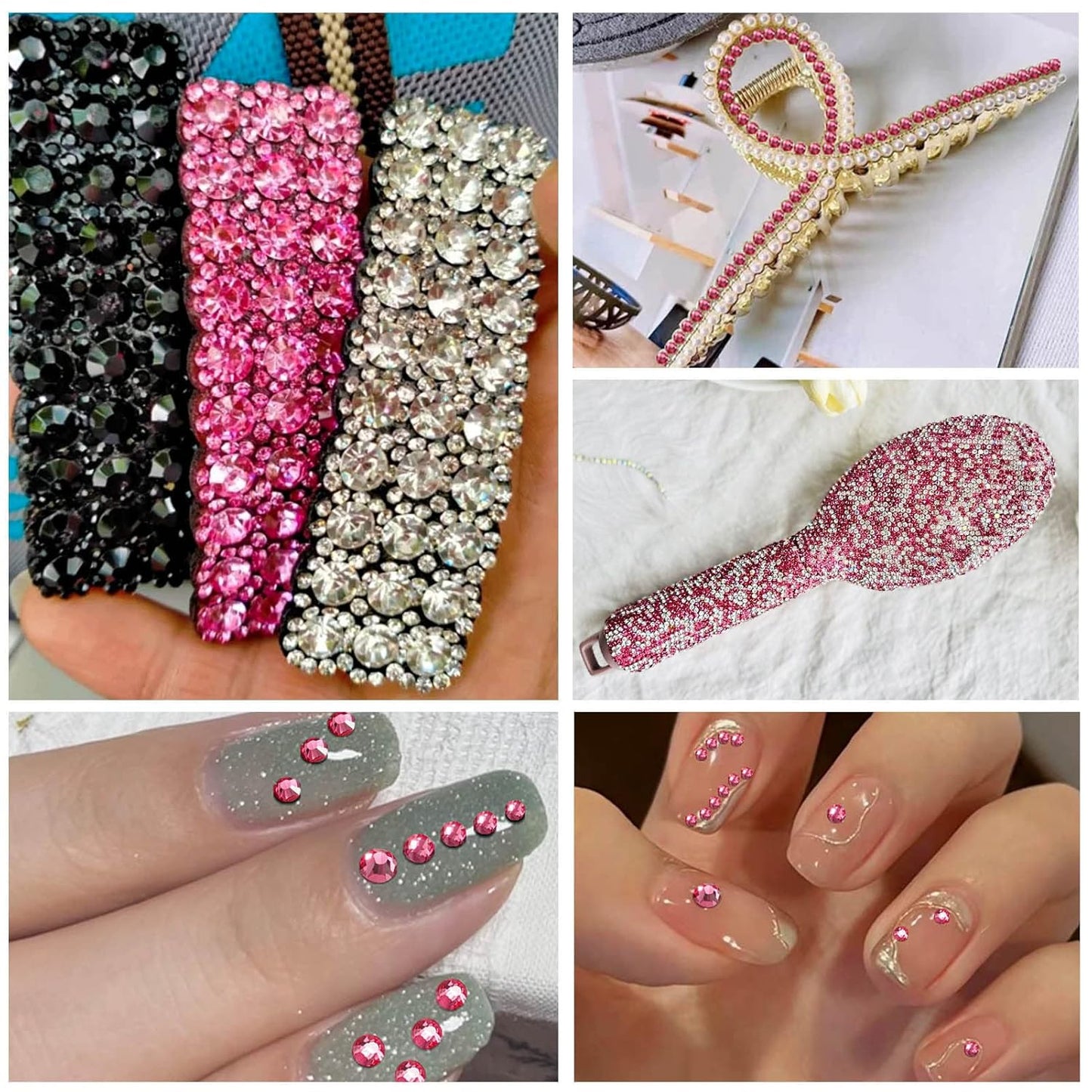 Beadsland 1440pcs Flat Back Crystal Rhinestones Round Gems for Nail Art and Craft Glue Fix, Rose,SS12,3.0-3.2mm