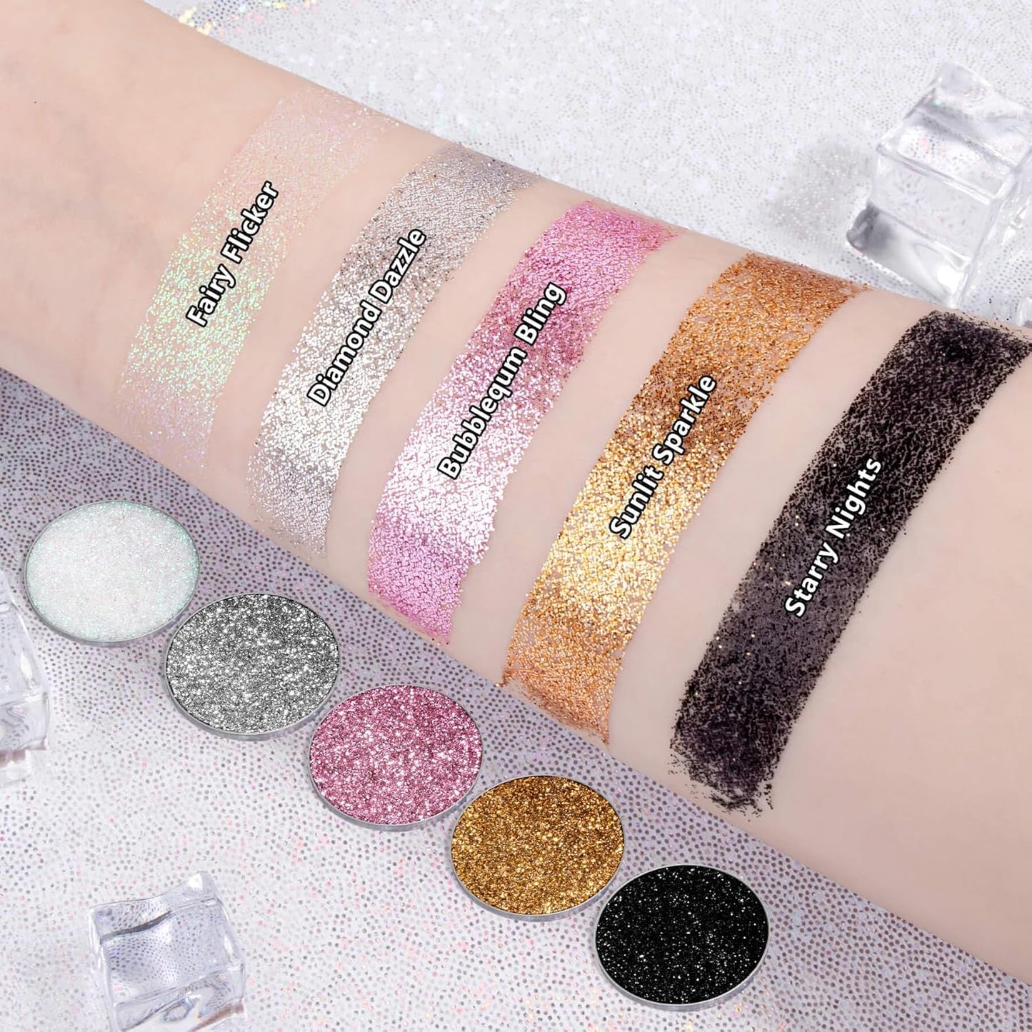 Chunky Glitter – Gold Pressed Glitter for Eyes, Lips, Face & Body – Long-Lasting Sparkle for Festival, Party, Cosplay, Makeup Looks – Layer as Eyeshadow Topper（Sunlit Sparkle）