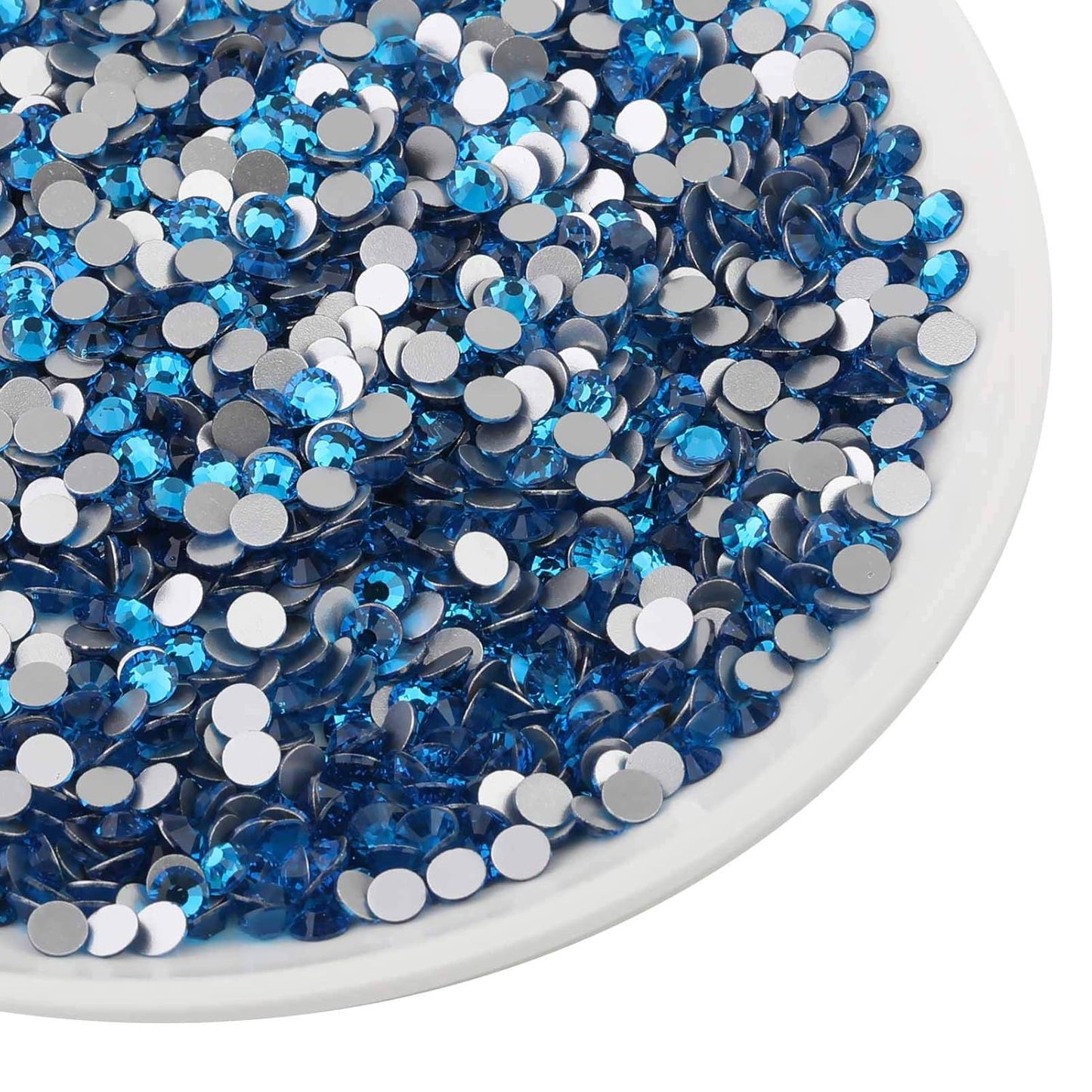 beadsland Flat Back Crystal Rhinestones Round Gems for Nail Art and Craft Glue Fix,Capri Blue (1.9-2.0mm) SS6/1440pcs