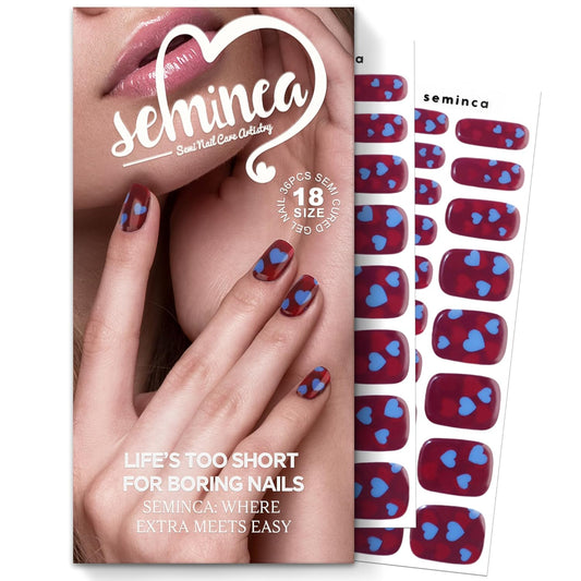 Semi Cured Gel Nail Strips-Salon Quality Semi-Cured Gel Press On Nails Stickers Quick DIY Nail Art Manicure Kits for Women at Home Works with Any UV/LED Lamps(Love Bomb)