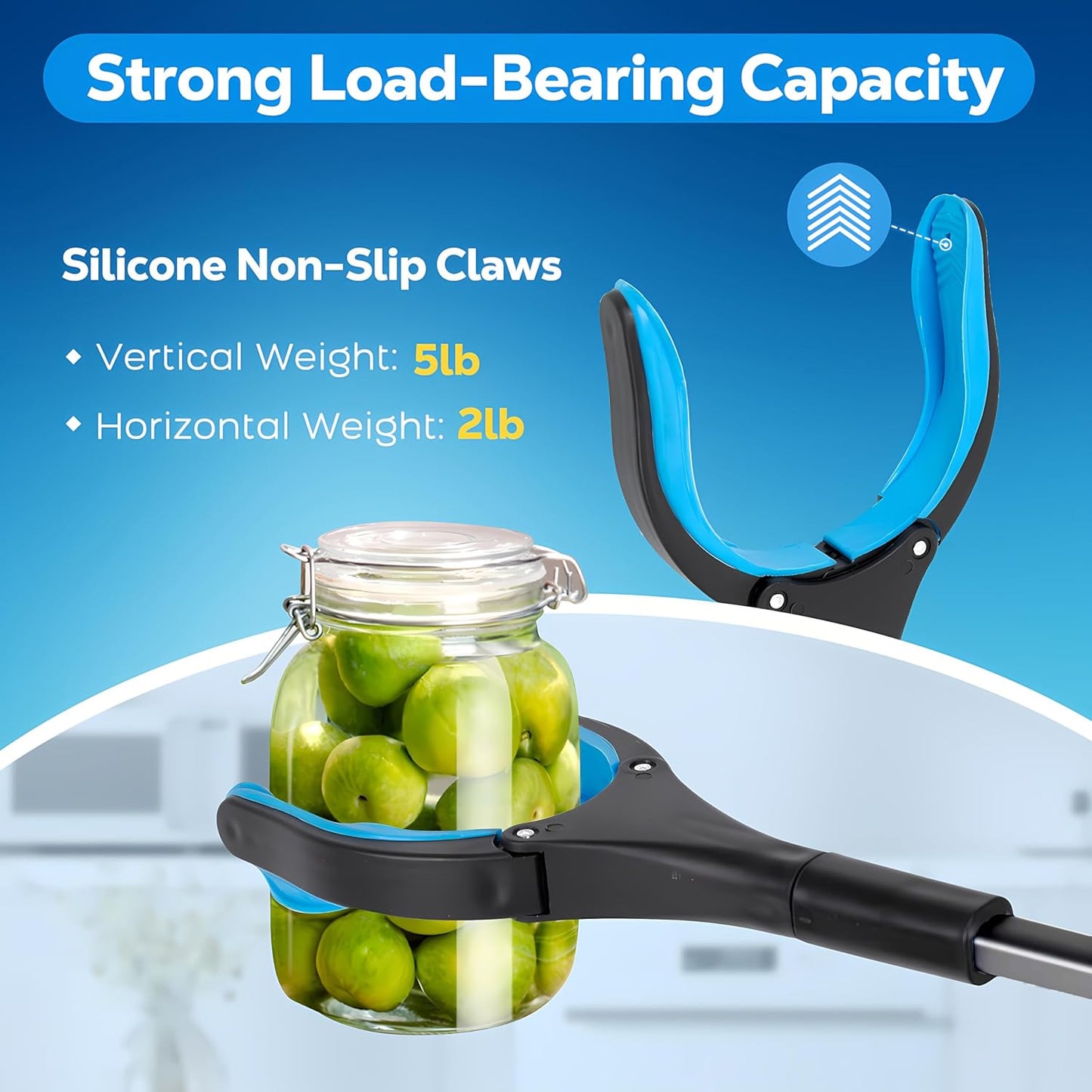 Grabber Reacher Tool - 32” Extra Long Foldable Gripper and Reaching Tool - Heavy Duty Pick Up Stick Grabbers for Seniors, Trash, Surgery Recovery Must Haves Gifts (Black Blue)