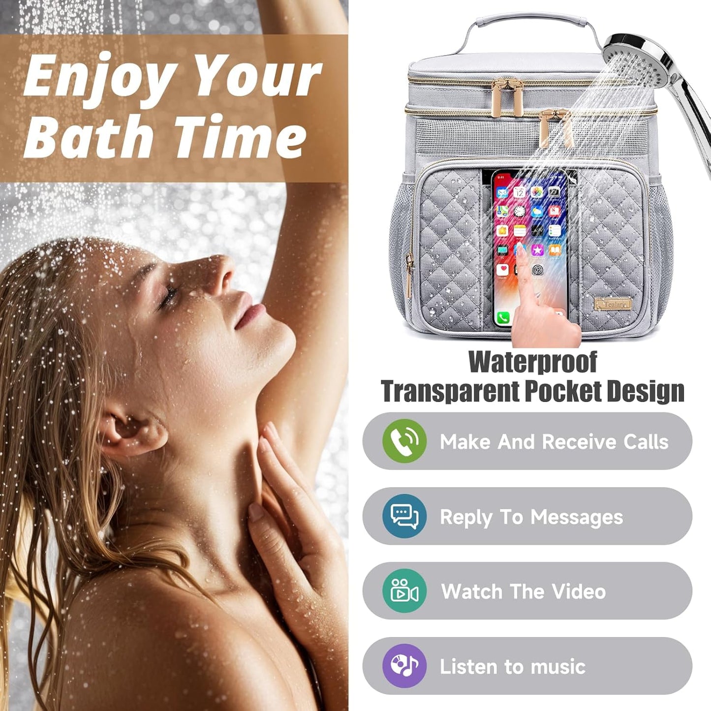 Large Toiletry Bag for Women Men,Bathroom Bag,Water Resistant Portable Shower Caddy for College Dorm,Hanging Toiletry Bags for Traveling,Gym Camping Cruise Ship Travel Essentials Shower Bag