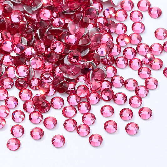 Rose Flatback Rhinestones, Glass Rhinestones for Nail Art and Craft, Glue Fix, Loose Crystal Gemstones(Rose, SS8, 1440pcs, 2.3-2.5mm)