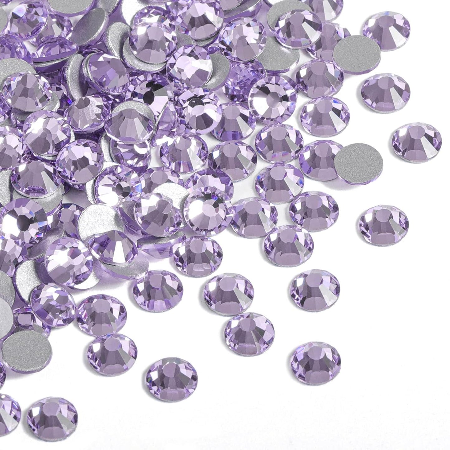 Beadsland 288pcs Flat Back Crystal Rhinestones Round Gems for Nail Art and Craft Glue Fix, Violet,SS30,6.3-6.5mm