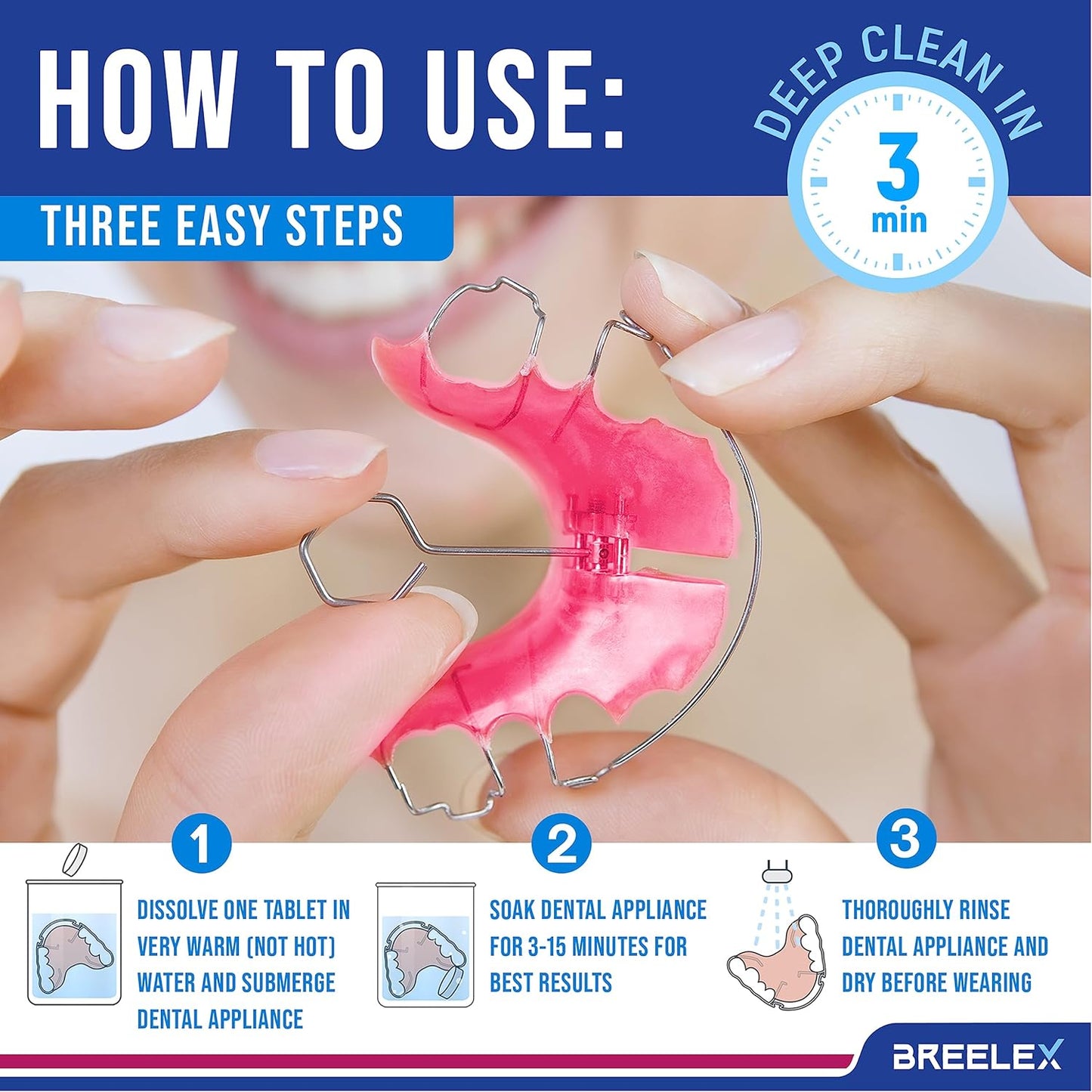 Denture Cleaning Tablets - 120 Retainer Cleaner Tablets for Aligner, Mouth & Night Guard - FSA HSA Approved Products - Dental Cleanser for Nightguard - Fresh in 3 Minute - Denture Cleaner