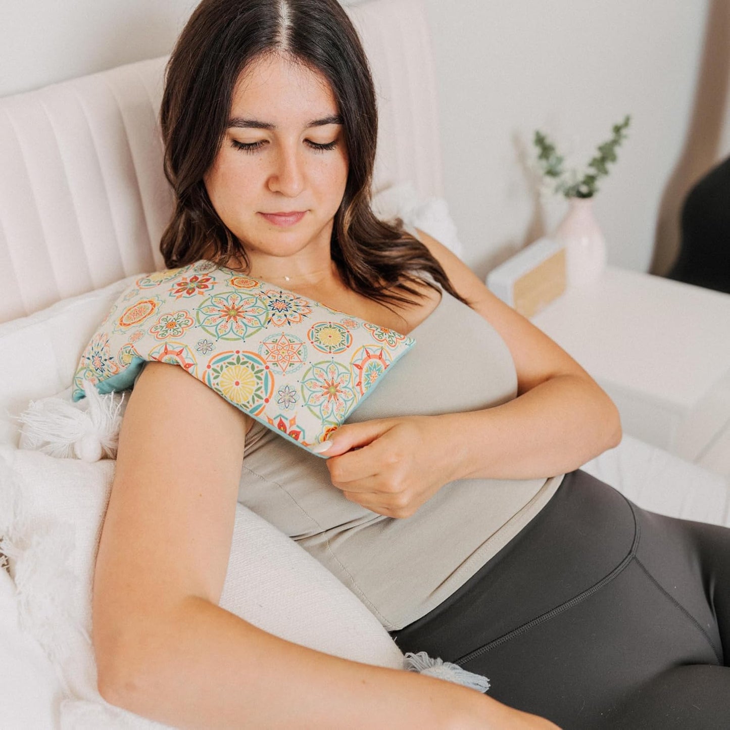 Microwave Heating Pad Filled With Flax Seed and Choice of Dried Herbs, Herbal Cold Pack, Good Size for Back Pain and Cramps, Hot and Cold Therapy, 6" x 12" (Yellow Hedgehog, No Added Herbs)