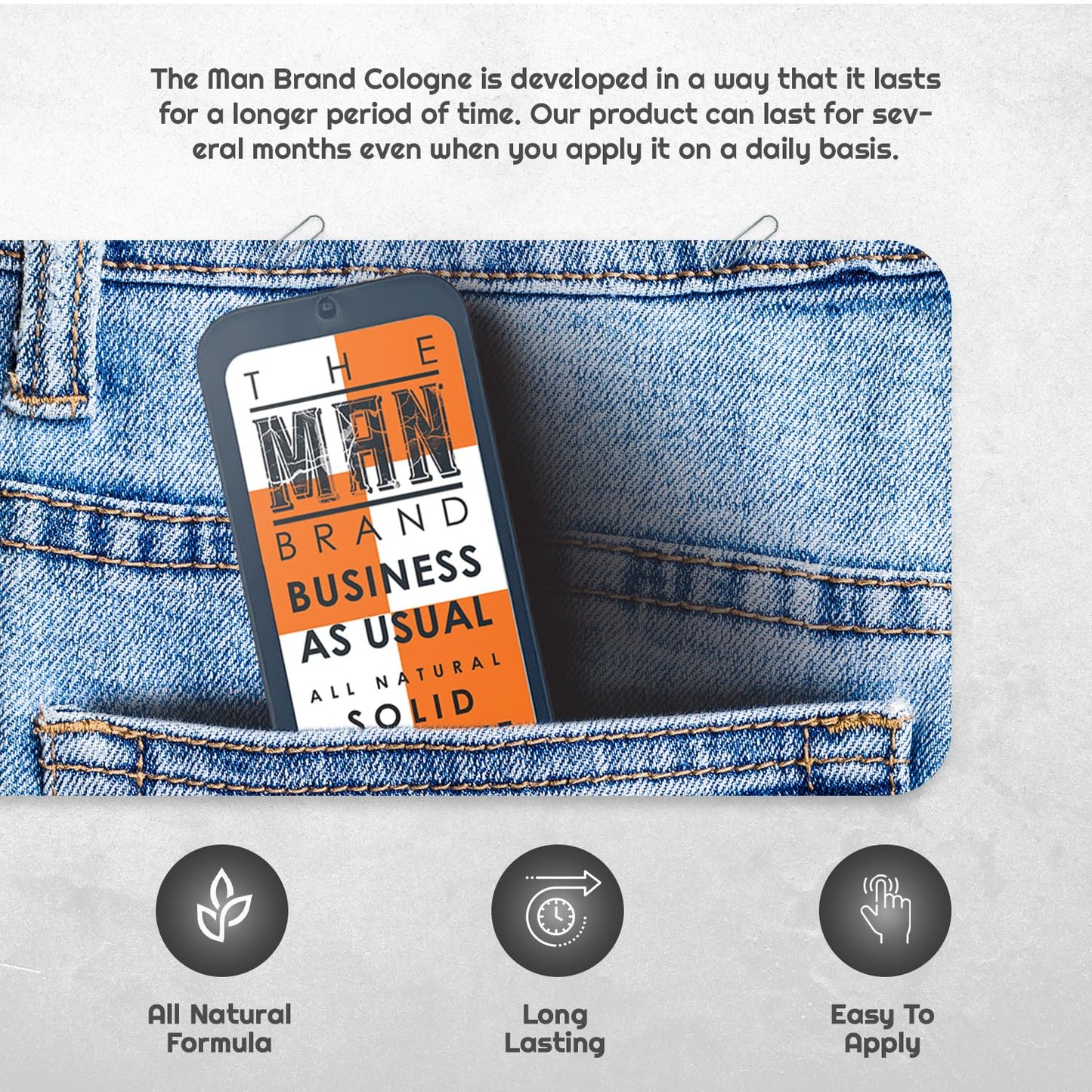 Business As Usual Solid Cologne Balm for men - Natural Men's Cologne - Redefined men's fragrance Wax Cologne, Travel Size Cologne for men - (3/4 oz (Pack of 1), Business As Usual)