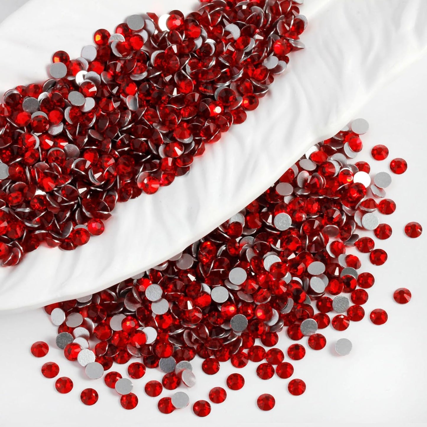 5000PCS SS6 Flatback Rhinestones | 12-Facet Diamond-Cut Glass Gems for Nail Art, Clothing, DIY Crafts |Glue-On Decoration Stones with Silver Backing(Siam)