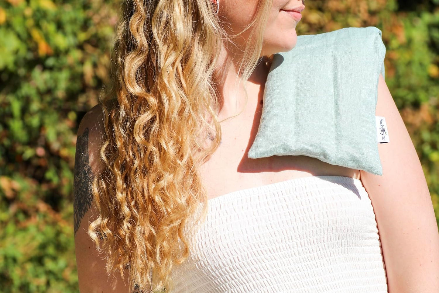 Microwave Heating Pad - 100% Linen Cover, Unscented, Size 18x7, Comforting Heat Pad for Cramps, Back,Neck,Shoulders, Leg Pain, Hot Microwavable Heat Pack, Color: Silver Sage, Made in USA