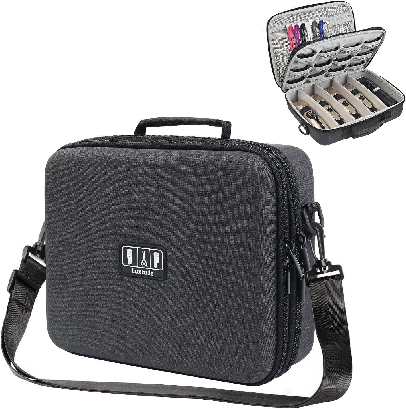 Luxtude Large Barber Case, Barber Bags for Clippers and Supplies, Large Hair Clipper Case for Travel, Clipper and Trimmer Cases, Barbers Accessories for Wahl 5Star/Hatteker/Oneisal/Andis Grooming