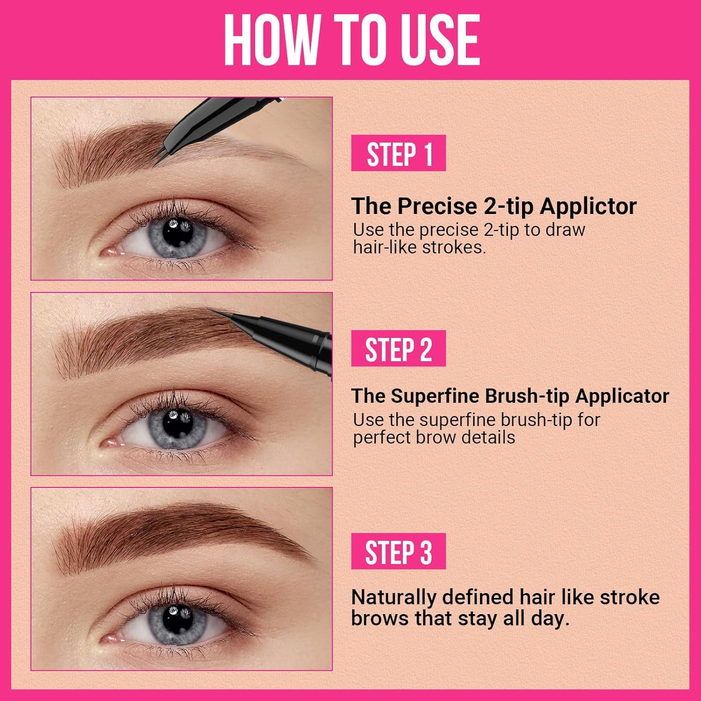 iMethod Curved Eyebrow Pen - 2-in-1 Dual-Ended Eyebrow Pencil with Curved Tip and Precise Brush-Tip, Microblading Pen for Natural Hair-Like Brows, Long Lasting, Black