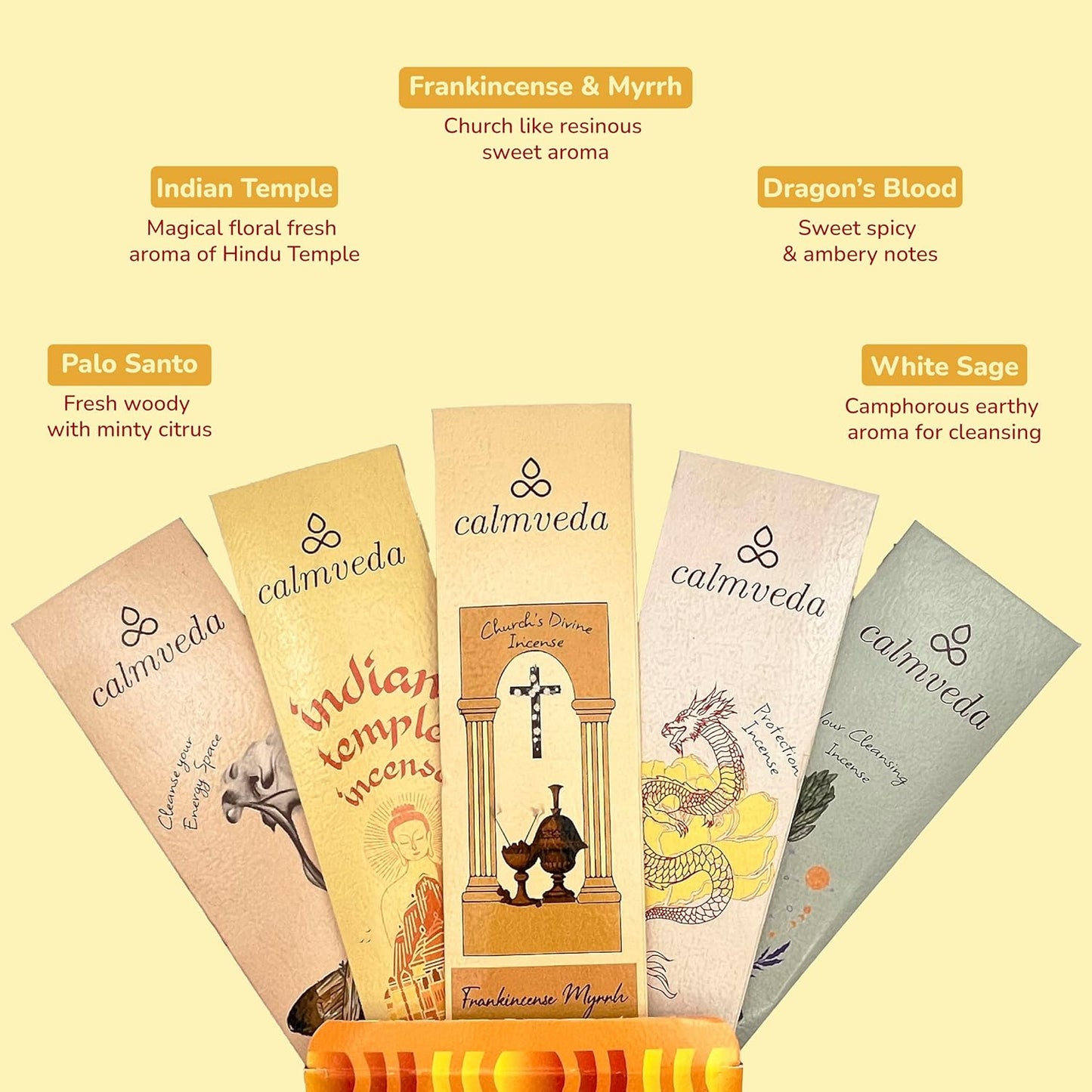 Natural Incense Sticks Variety Pack - (5 Variants) Charcoal Free Inscents-Sticks, Made from Upcycled Flowers | Sacred Insence-Sticks from All Cultures (Inciensos Aromaticos)
