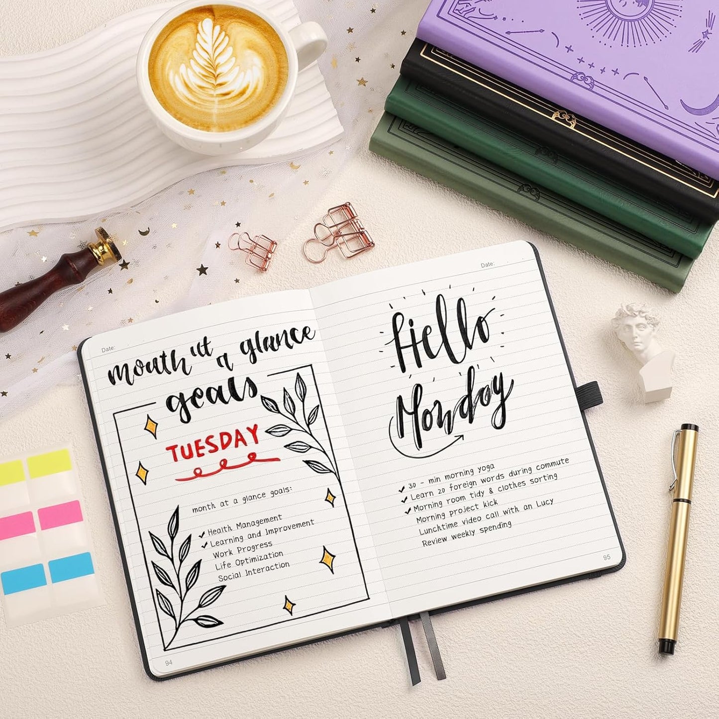 Lined Journal for Women Men, 192 Pages A5 Notebook Journal, Hardcover Notebook with 100Gsm Thick Pages, Leather Note Book for Writing, Travel, Business, Office, Prayer 5.7 x 8.3,Black