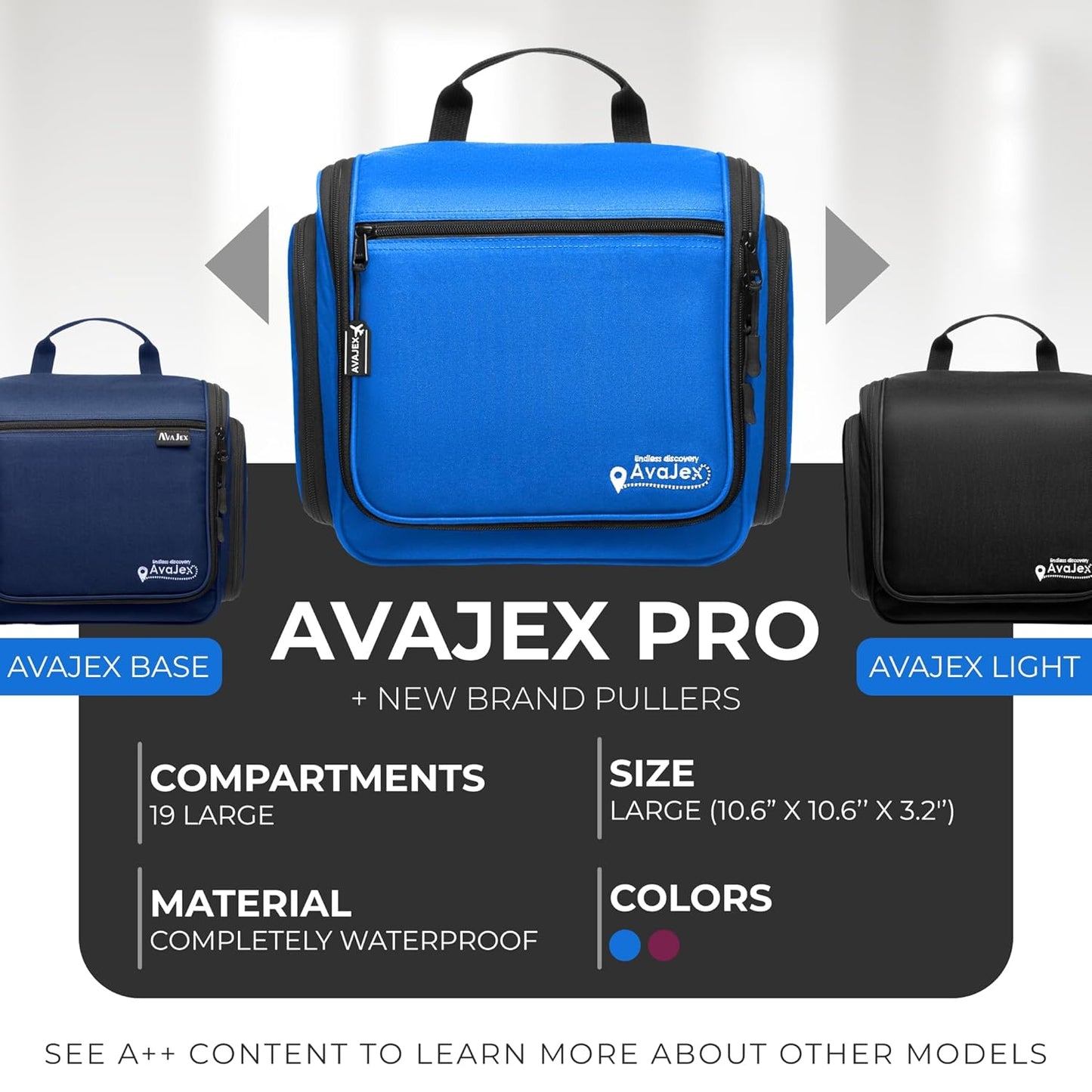 Travel Toiletry Bag for Men and Women - (10.6”x10.6”x3.2”) Large Hanging Toiletry Organizer - Waterproof Hygiene Bag with Metal XXL Swivel Hook, with Sturdy Zippers and 19 Compartments for Toiletries