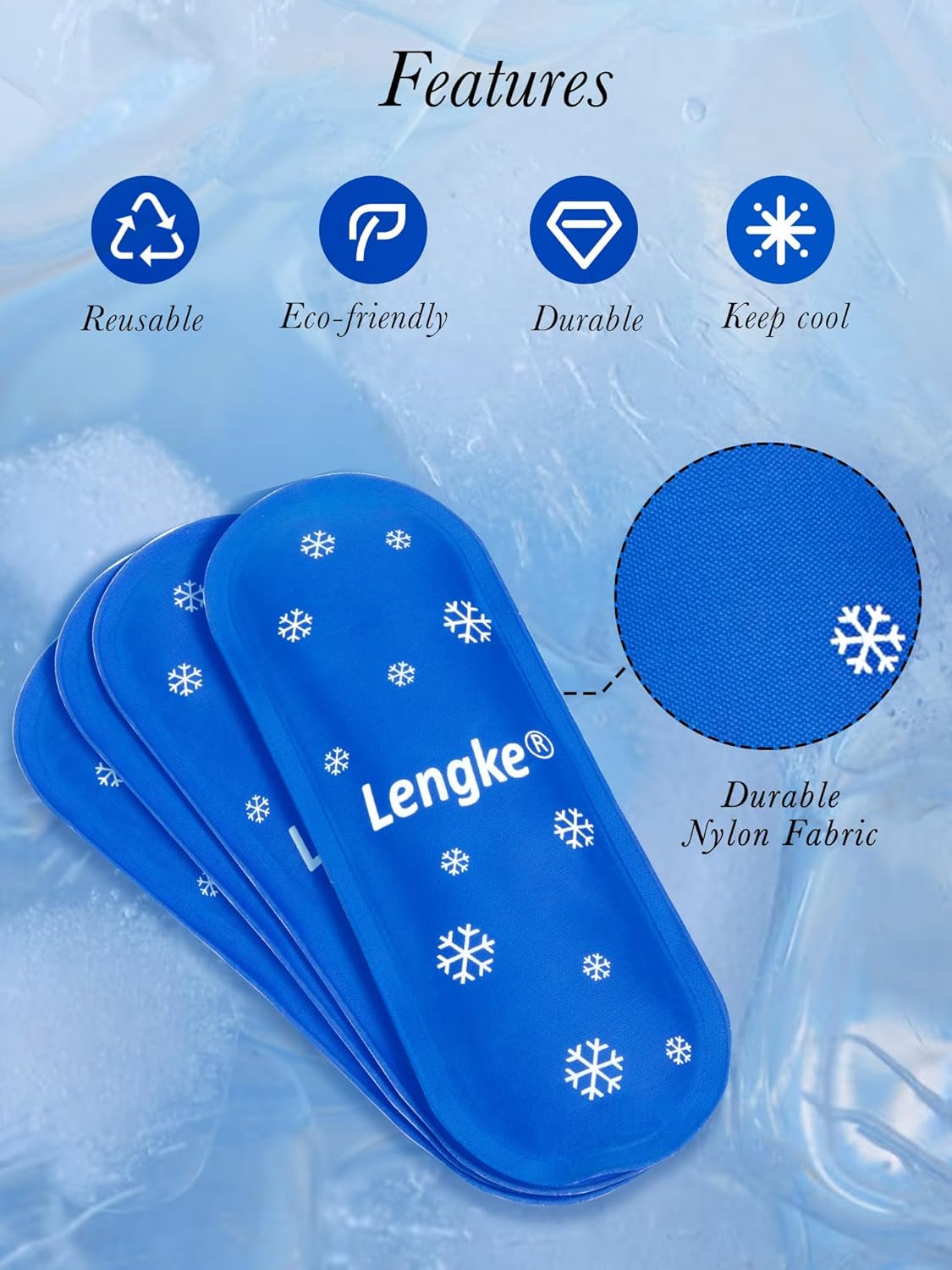 Leng Ke Insulin Pen Cooler Travel Case Ice Pack TSA Approved, 4 Packs Reusable Ice Packs for Insulin Pen Cooler Travel Case