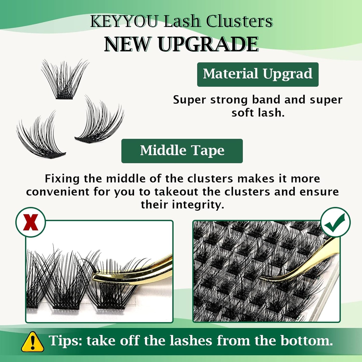 Lash Clusters 96pcs Individual Lashes D Curl 10mm Cluster Lashes KEYYOU Volume Wispy Lash Extension Soft&Comfortable Easy DIY at Home(Y03 D-10mm)