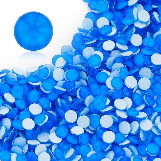 Neon Blue Flatback Rhinestones, Glass Rhinestones for Nail Art and Craft, Glue Fix, Loose Crystal Gemstones(Neon Blue, SS6, 1440pcs, 1.9-2.0mm)