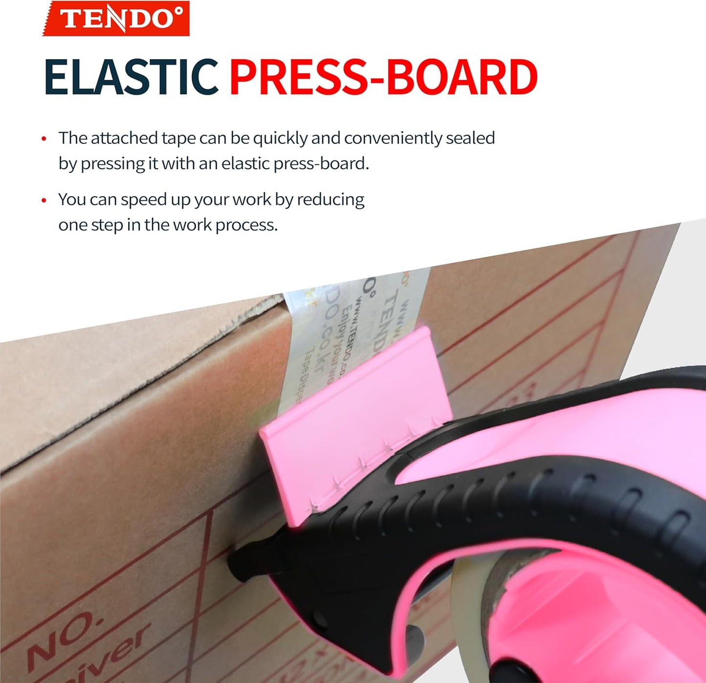 Heavy Duty Shipping Tape Dispenser: TENDO° Premium Line – Reusable, Replaceable, Eco-Friendly 2’’ Master Piece Dispenser for Pros with Patented 10° Sloped Chromium Blades - P-2200 (4th Gen.)_Pink