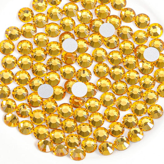 Beadsland 288pcs Flat Back Crystal Rhinestones Round Gems for Nail Art and Craft Glue Fix,Topaz,SS34,7.1-7.3mm