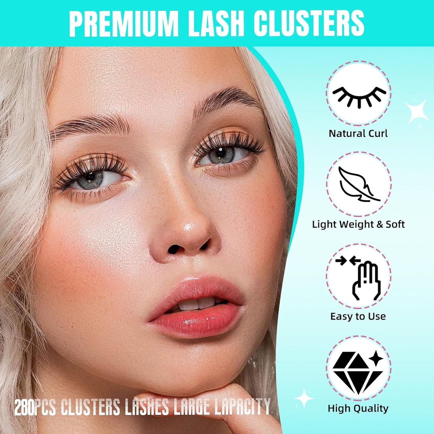 Lash Clusters Wispy 280PCS Eyelash Extension 30D Cluster Lashes Individual Lashes DIY Lash Extension Natural Look Cluster Eyelash Extensions Soft False Eyelashes at Home for Beginners(12mm)