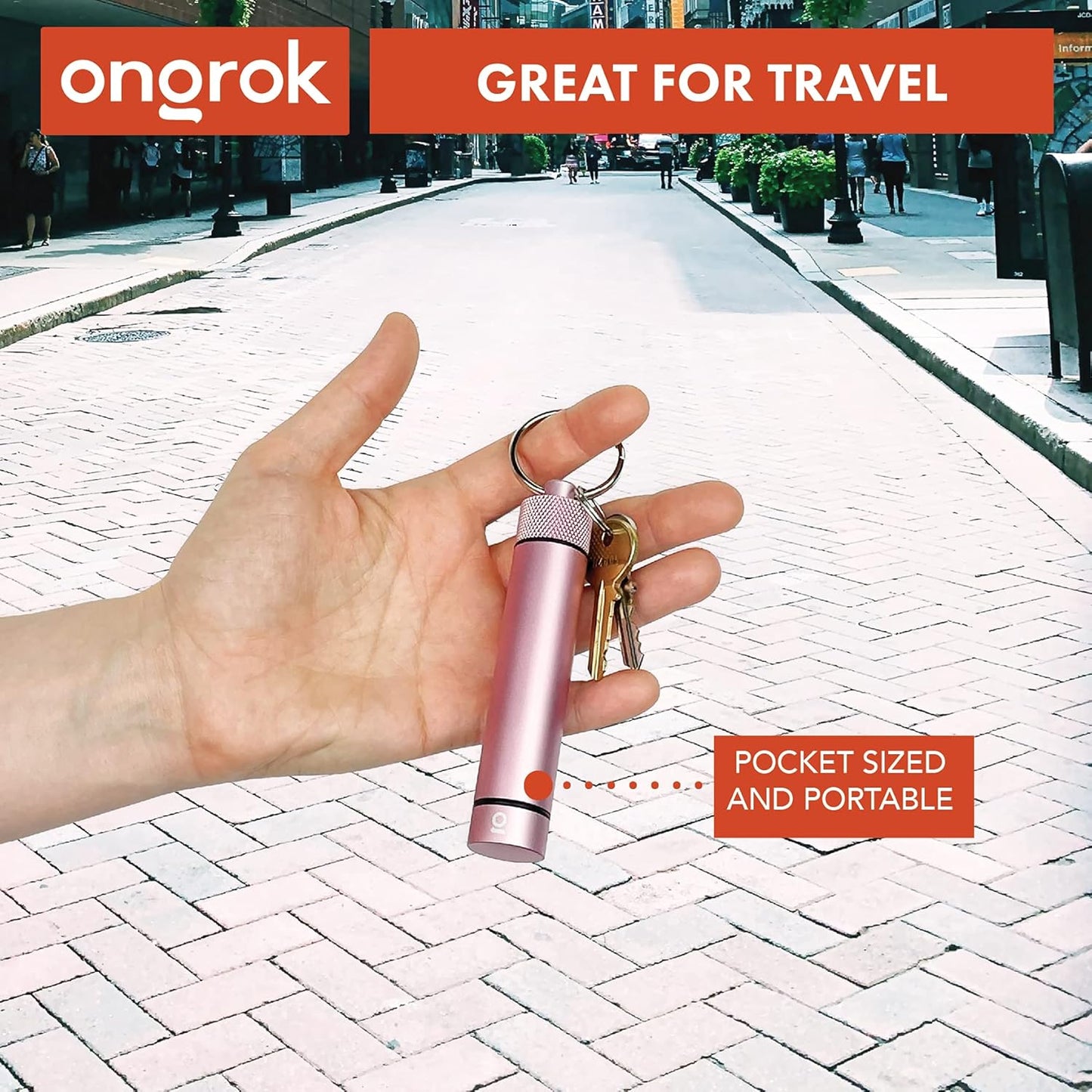 ONGROK Premium Storage Tube, Keychain, Pocket-Sized, Airtight, Aluminum Metal Holder and Case (Rose Gold)