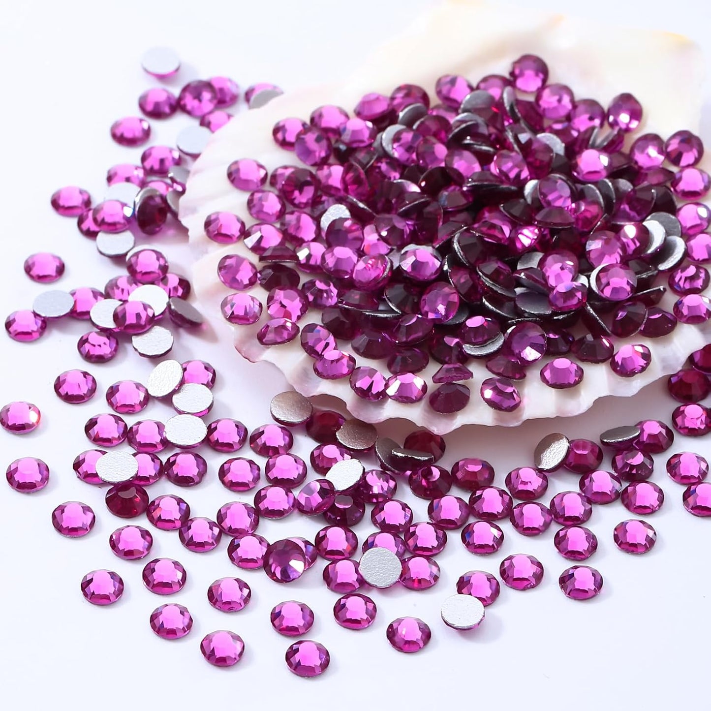 Fuchsia Flatback Rhinestones, Glass Rhinestones for Nail Art and Craft, Glue Fix, Loose Crystal Gemstones(Fuchsia, SS30, 288pcs, 6.4-6.6mm)