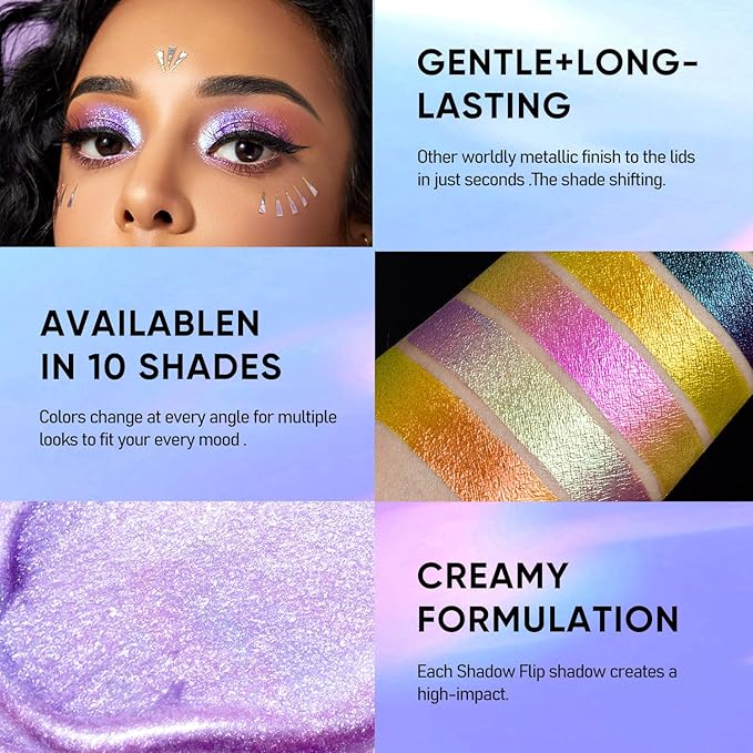 MAKI YIKA 5Pc Glitter Eyeshadow Liquid Multichrome Eyeshadows Long Lasting, Metallic Chameleon Eye Shadow Smudgeproof Holographic Eye Topper Glitters (#1+3+5+6+7)