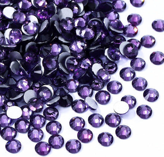 Tanzanite Flatback Rhinestones, Glass Rhinestones for Nail Art and Craft, Glue Fix, Loose Crystal Gemstones(Tanzanite, SS12, 1440pcs, 2.9-3.0mm)