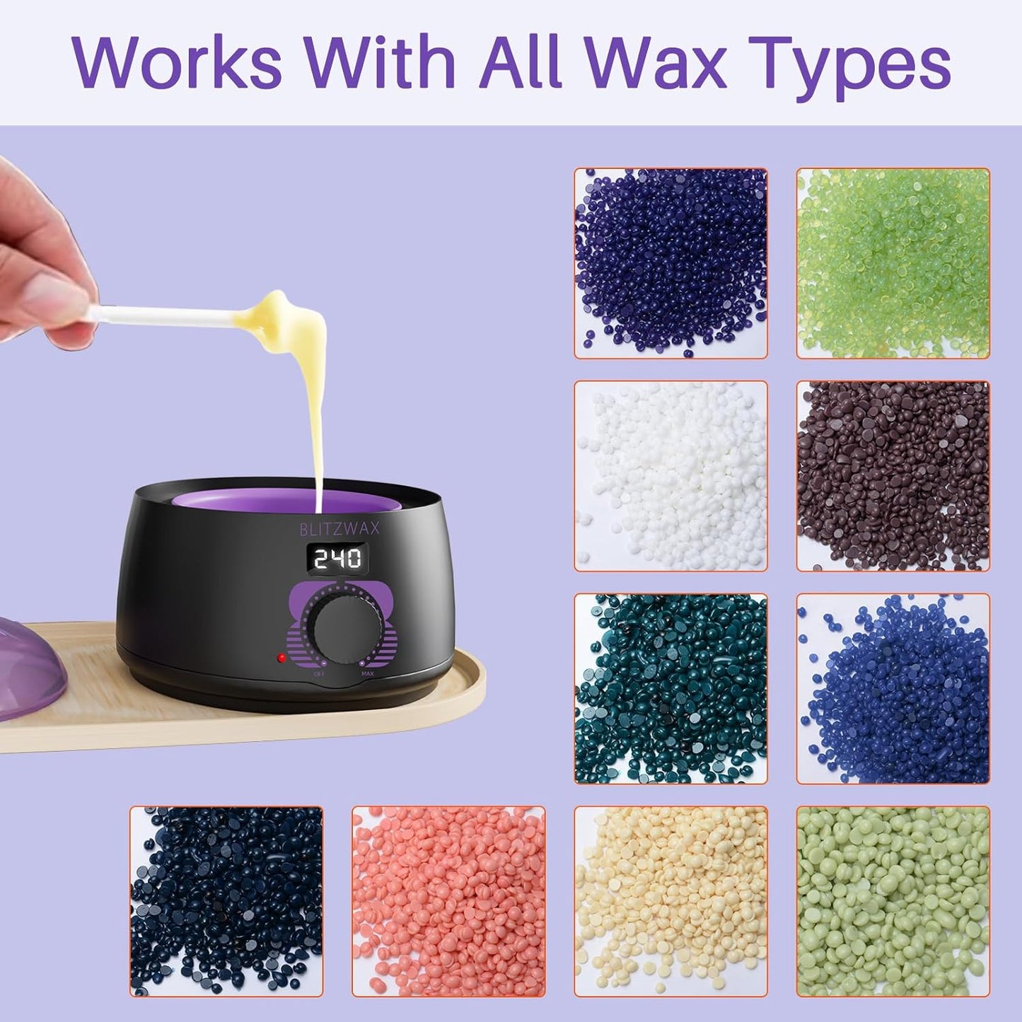 BLITZWAX Nose Wax Sticks for Hard Wax Hair Removal 110pcs Waxing Sticks Kit for Beard, Armpits, Chest, Back and Legs Applicators for Men's At-Home Waxing, Includes 40pcs Mustache Guards