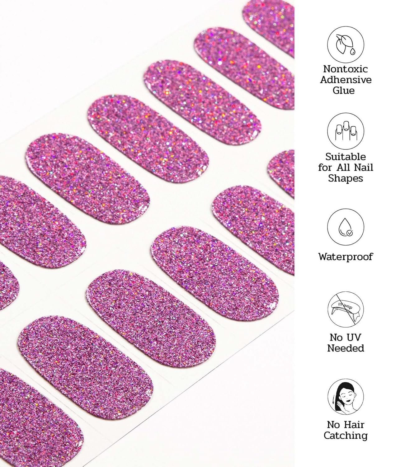 Nail Polish Strips - 22 Pcs Salon Quality Gel Nail Stickers - Long Lasting Wraps (Cherry ICY)