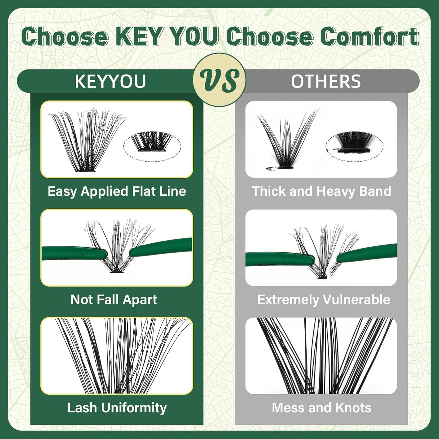 Lash Clusters 280Pcs Eyelash Clusters KEYYOU 60D+80D D Curl 9-16MIX Clusters Lashes Super Soft Wispy DIY Eyelash Extension at Home(60D+80D-D,9-16MIX)