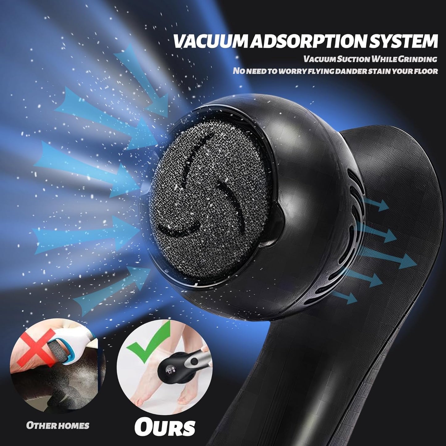 Electric Feet Foot Callus Remover Equipped with A Vacuum System Foot Scrubber 17 in 1 Professional Foot Care Tool Ipx6 Waterproof Rating for Removing Hard Cracks Dryness and Dead Skin (Black)