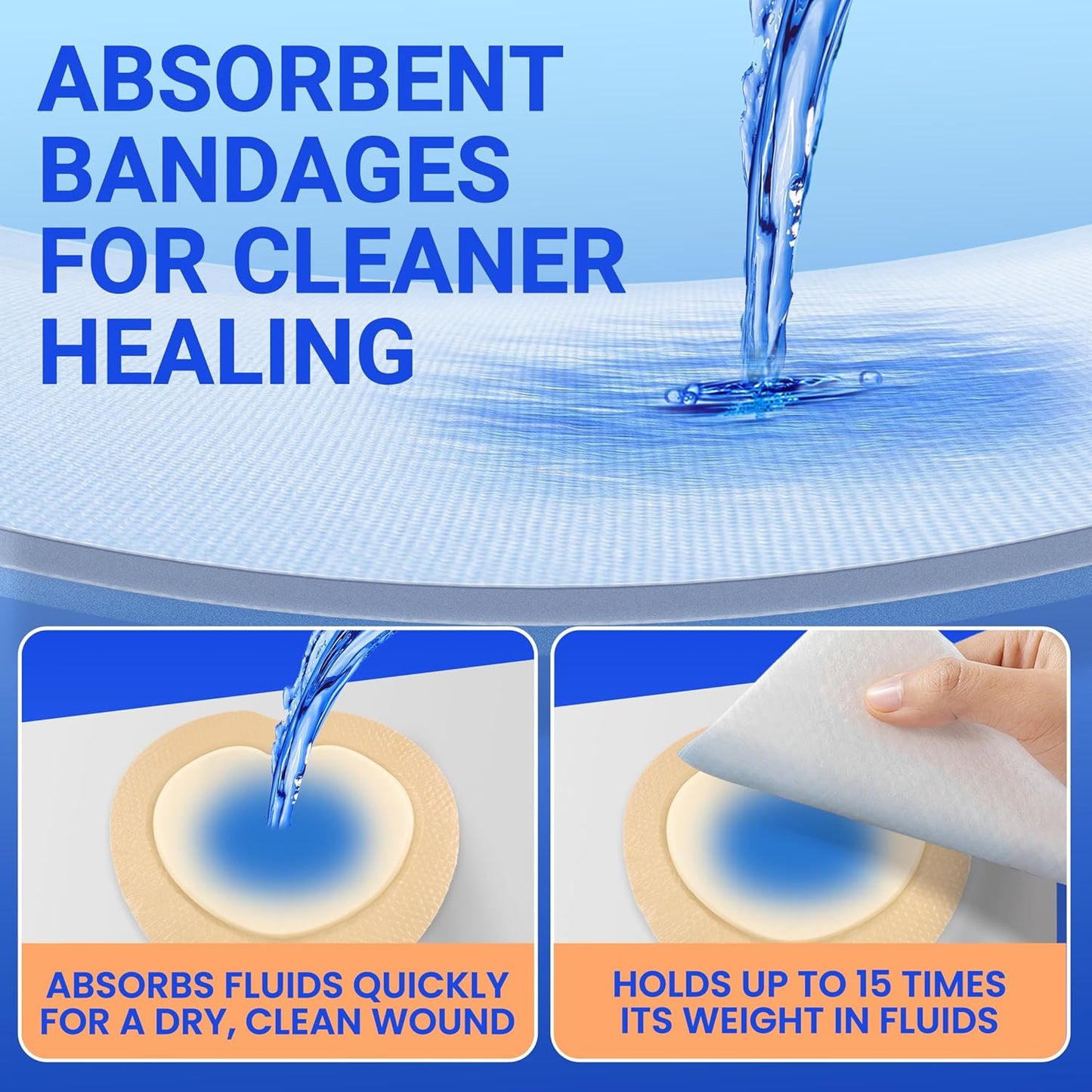 Large Waterproof Bandages Wound Care 7"x 7" Silicone Foam Dressings Sensitive Skin,10 PCS, Adhesive Bordered Pads for Bed Sore Pressure Relief Sacral Buttocks, Showering, Sterile Sacrum Care