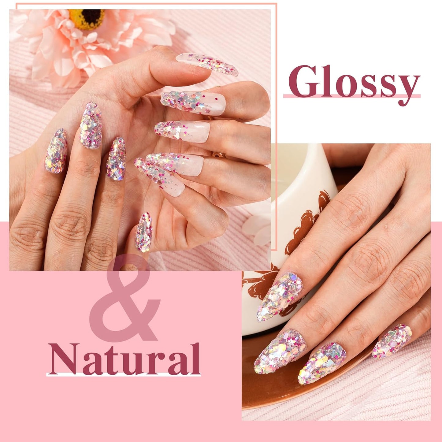 Dipping Powder Colors, Mermaid Tale Glitter Color Dip Powder - Nail Art Starter Manicure DIY No Needed Nail Lamp Curing Odor-Free Nail color for Professionals & At-Home - 1 oz