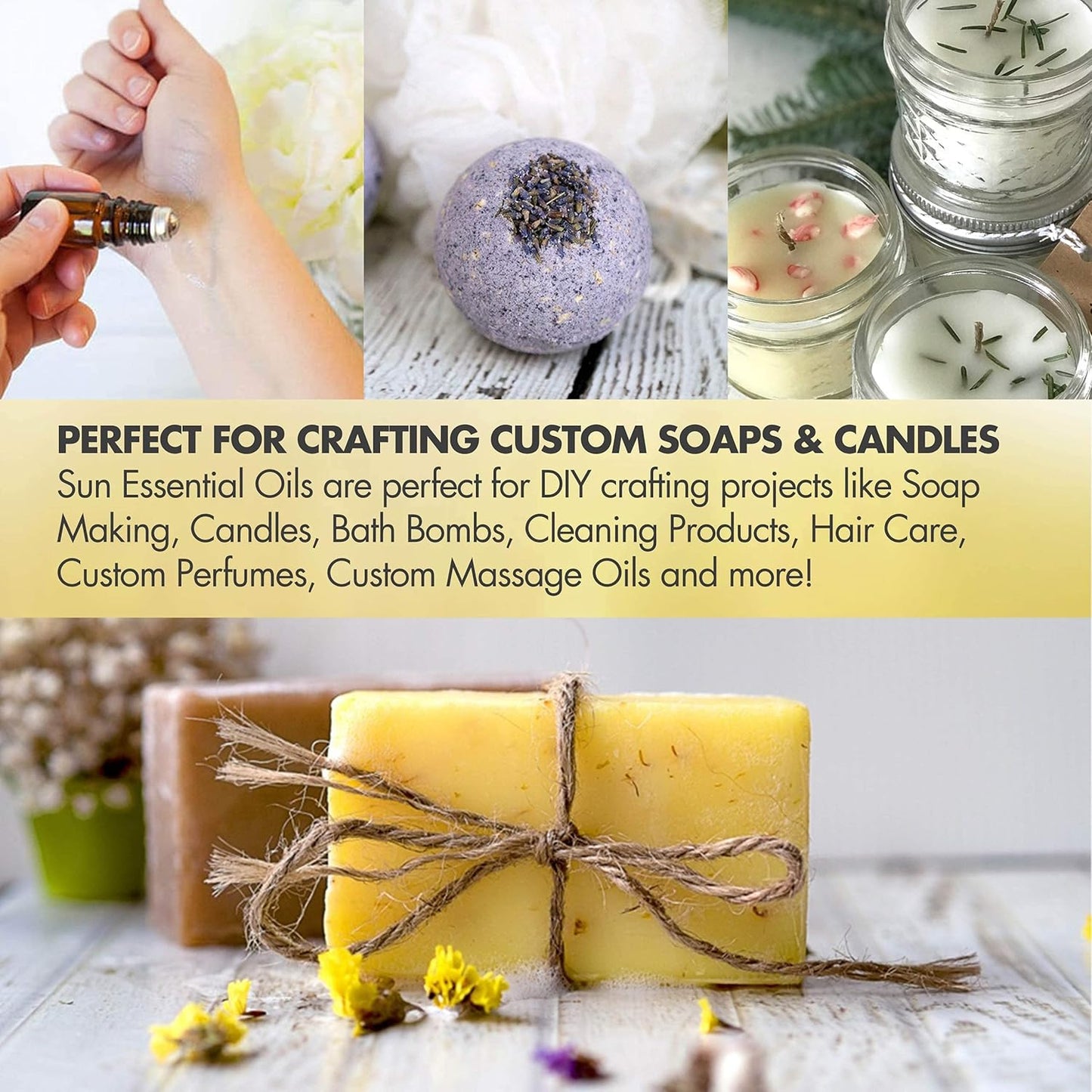 Sun Essential Oils - 4 oz Rosemary Essential Oil for Hair Growth, Skin, Scalp - Drops for Diffuser, Humidifier & Aromatherapy Massage - DIY Candle, Lotion & Shampoo Making - Help Sleep