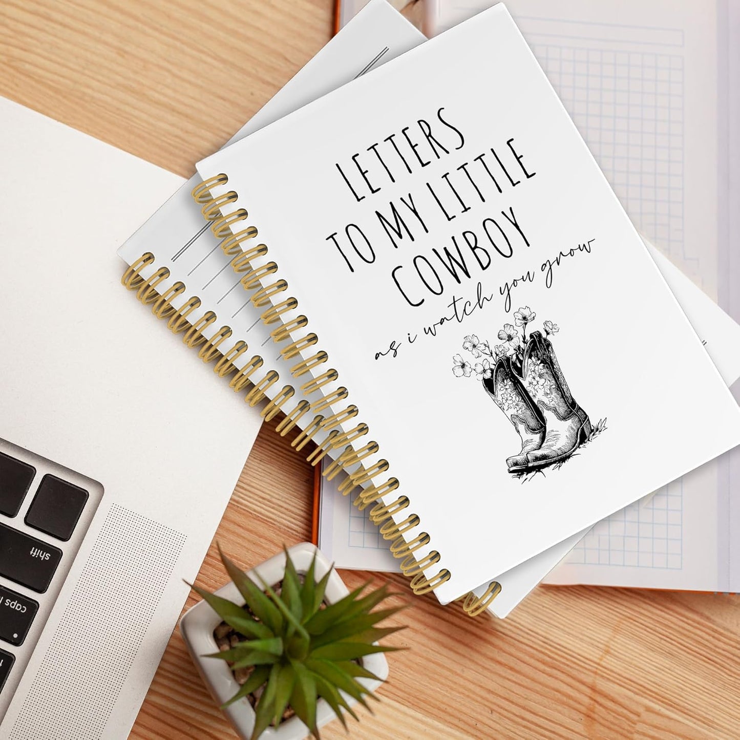 CUANFDDSF Western Notebook, Cowboy Cowgirl Gifts for Women Journal Notebooks for Kids,Writing Pads， Letters to My Little Cowboy As I Watch You Grow Hardcover Spiral Notebook 5.5x8.3 Inch