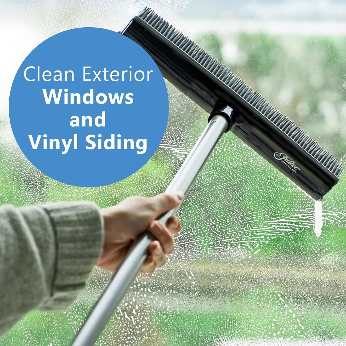 Fuller Brush Rubber Broom – for Carpets Floors Stairs Upholstery – Electrostatic Action Removes Pet Hair Lint Fuzz Dirt Particles – Built-in Squeegee Tackles Wet Messes (Broom Head)