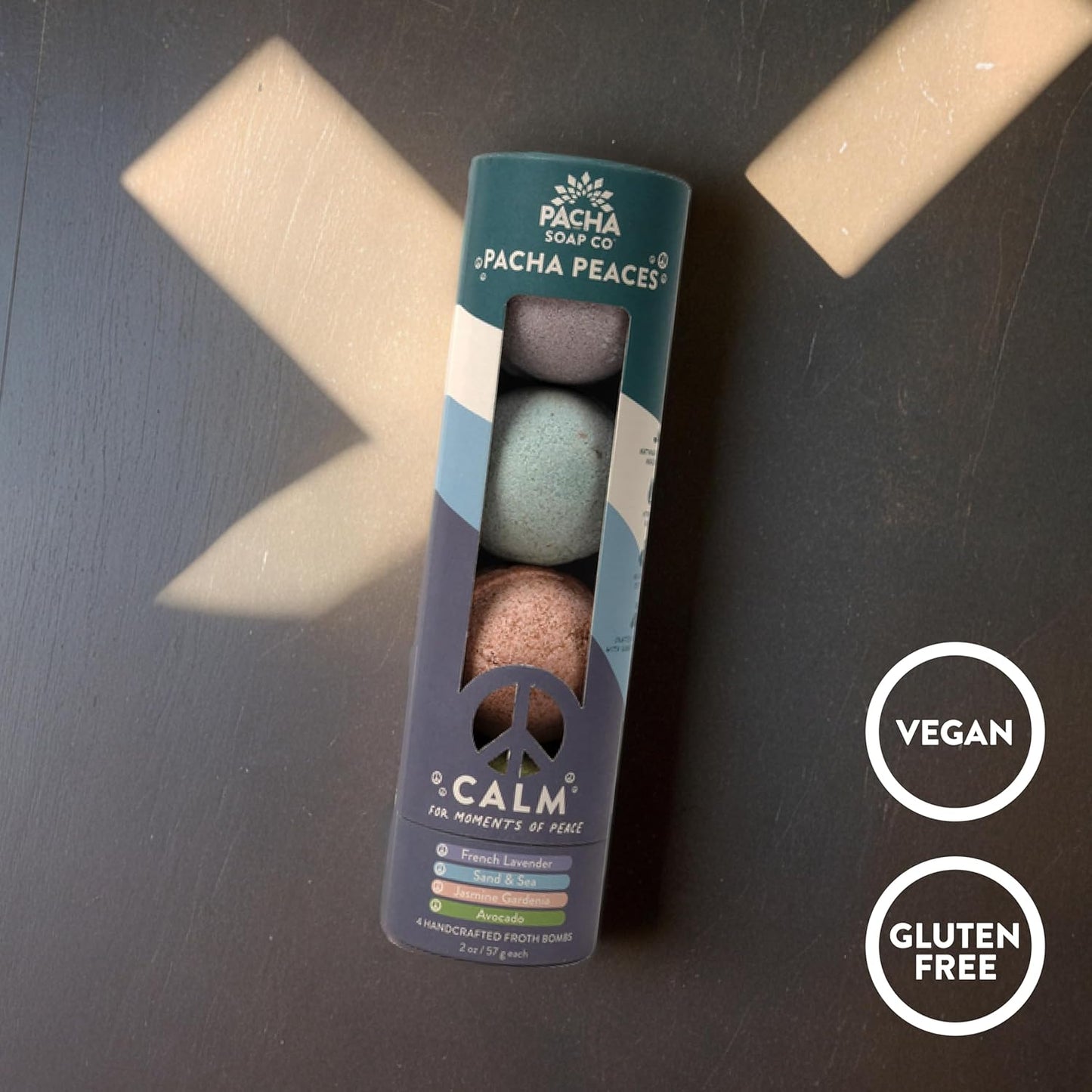 PACHA SOAP Co. Froth Bath Bomb, Pacha Peaces, Calm, 2-Pack (8-Pieces) - Scents of Lavender, Clary Sage, and Jasmine - Nourishing, Moisturizing, Naturally Derived & Handcrafted in The USA