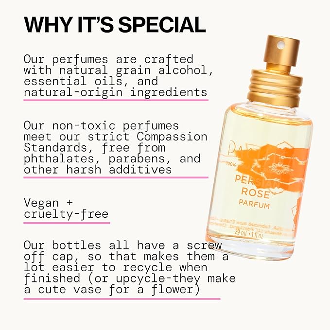 Pacifica Beauty, Persian Rose Clean Fragrance Spray Perfume, Made with Natural & Essential Oils, Fresh Rose Scent, Vegan + Cruelty Free, Phthalate-Free, Paraben-Free, Gifts for Her, 29 ml. 1 fl. oz