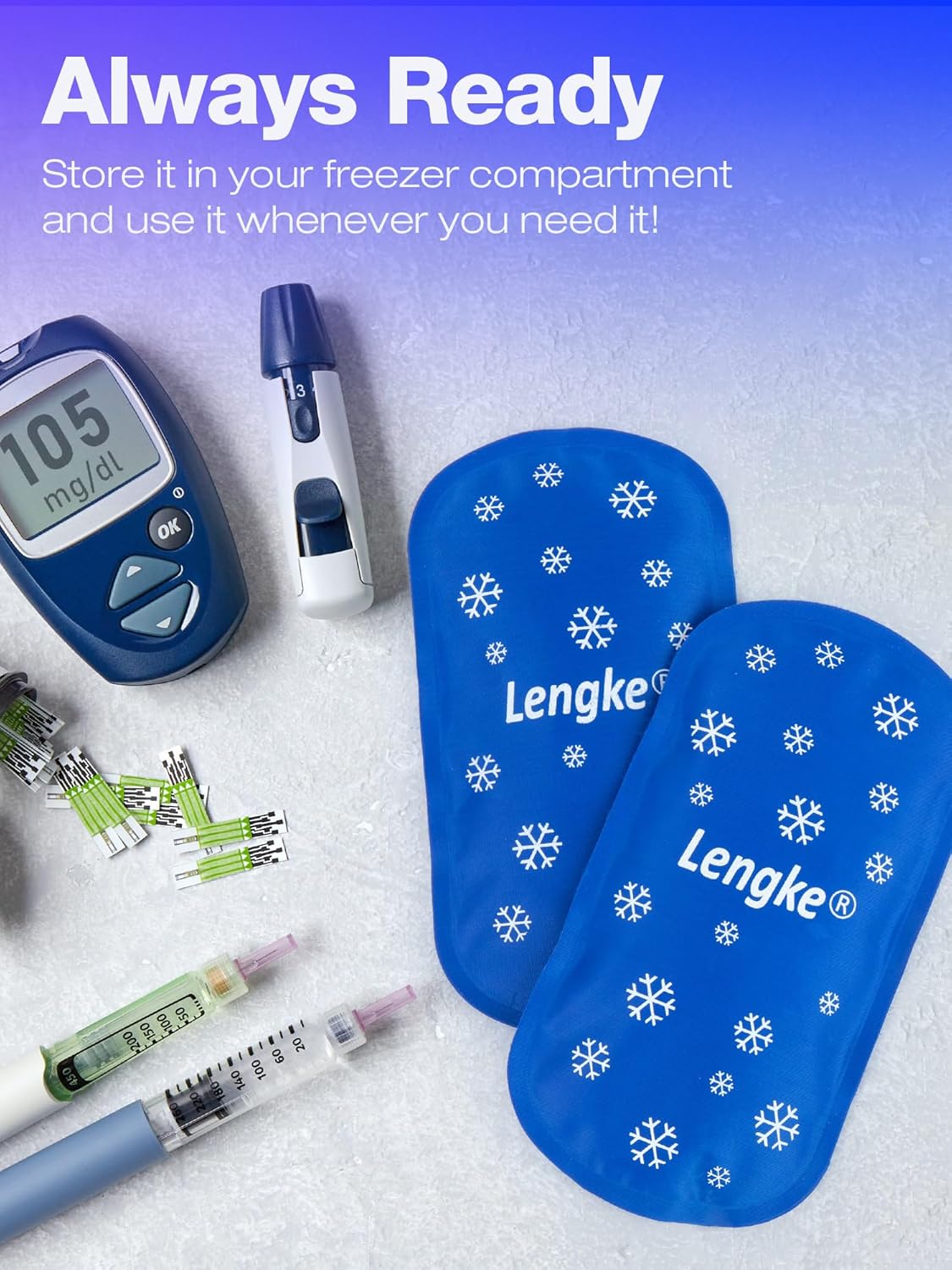 4PCS Large Ice Packs for Insulin Cooler Travel Case TSA Approved160g，Sutiable for Most Insulin Cooler Travel Case，Reusable Ice Pack by Leng Ke