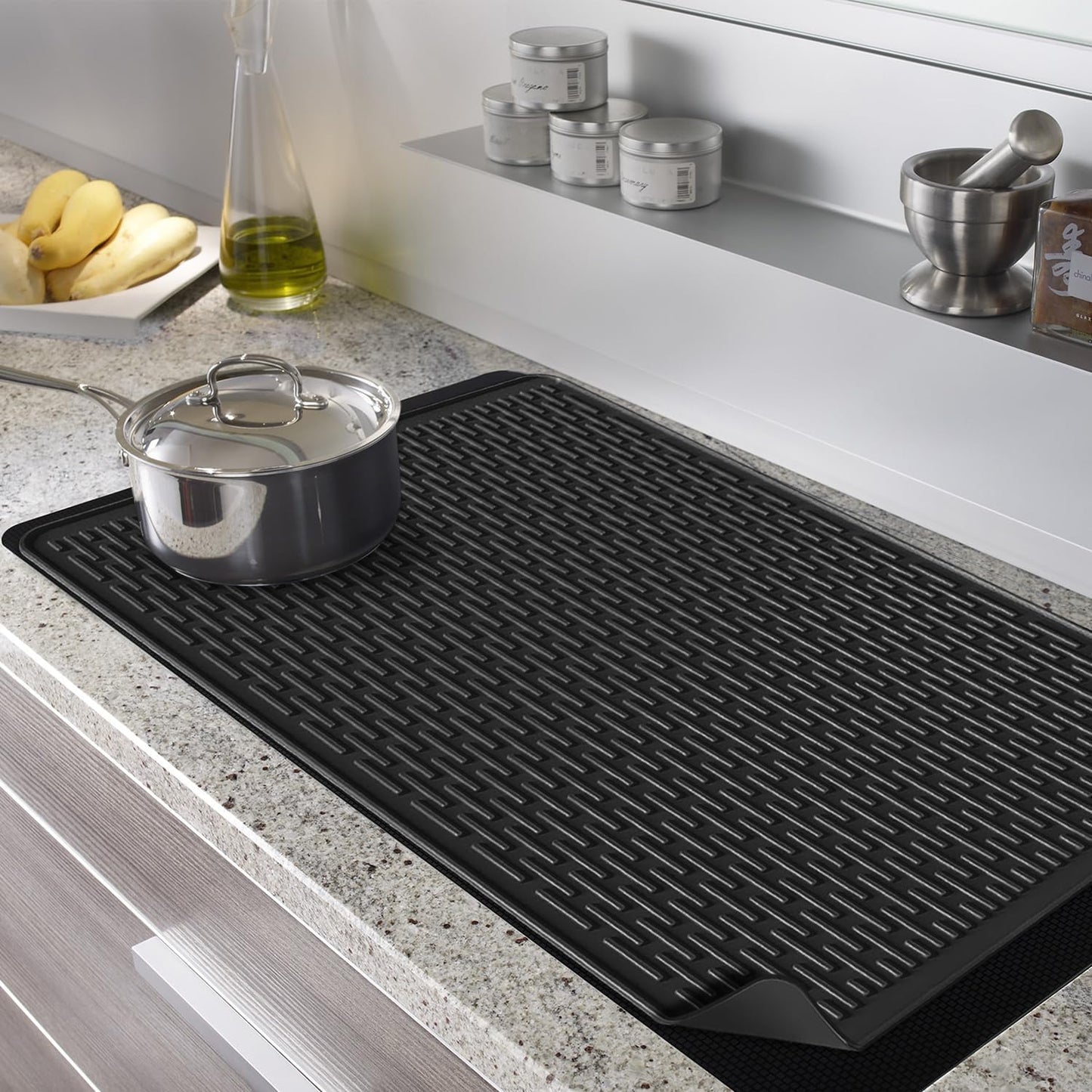 Golener Silicone Stove Cover - 36.5" x 20.5" Electric Stove Protector, Food Grade, Foldable, Easy Clean, Heat-resistant Silicone Mat for Glass, Black