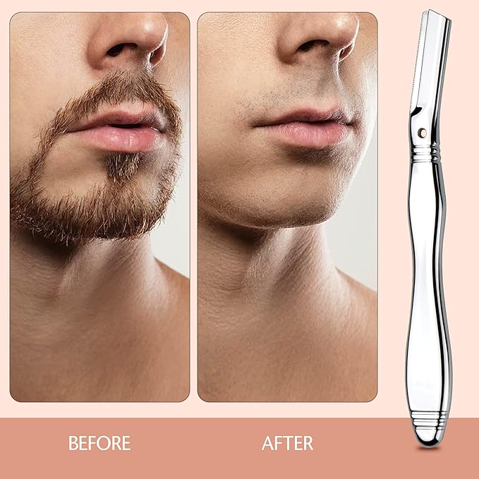 Eyebrow Razor, Dermaplaning Tool for Face, Face Razors for Women, Dermaplane Razor, Hair Removal and Exfoliation, Facial Razor, Face Shaver for Women&Men, 6 Blade Refills with Blade Cover (Silver)