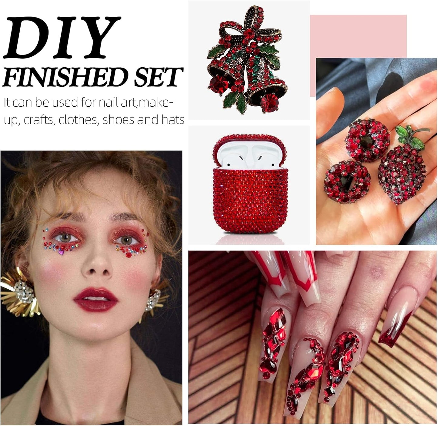 Siam Flatback Rhinestones, Glass Rhinestones for Nail Art and Craft, Glue Fix, Loose Crystal Gemstones(Siam, SS4, 1440pcs, 1.5-1.7mm)