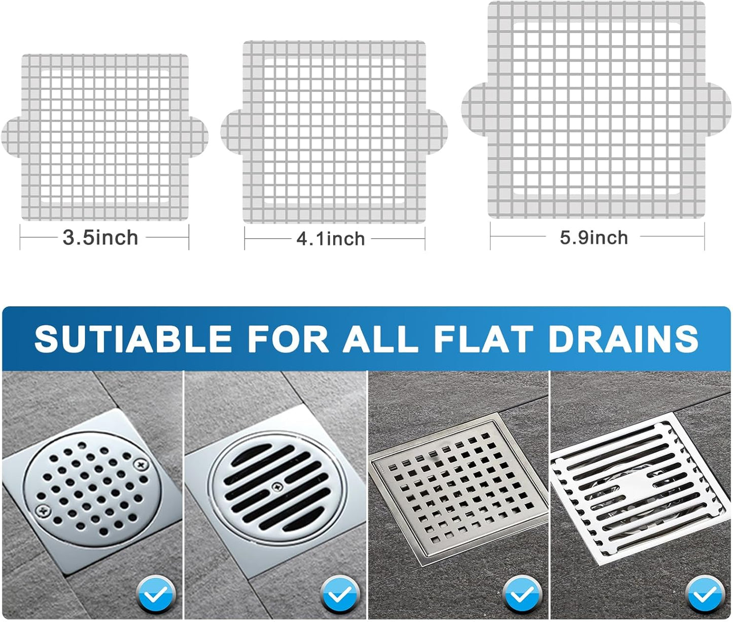 Disposable Shower Drain Hair Catcher, Shower Drain Cover Mesh Stickers, 25 Pack (3.5 Inch)