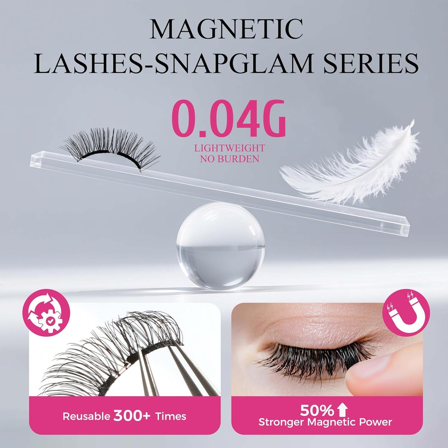 VEYESBEAUTY Magnetic Eyelashes with Applicator Reusable Magnetic Lashes Natural Look No Glue Needed False Eyelashes, Moonlit Lashes Kit Easy to Wear and Remove