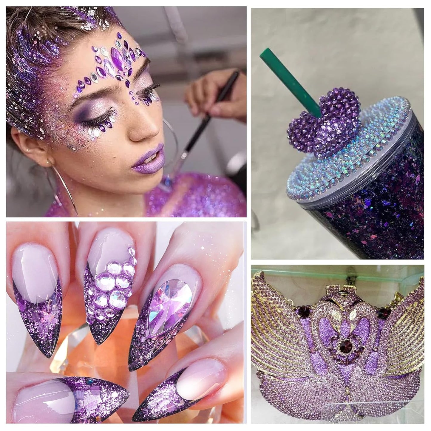 1440Pcs Purple Velvet Crystal Rhinestones,Glass Flatback Rhinestones Gemstones Small for Nail Face Makeup Art Crafts Clothes Decoration - (SS6,2.0mm,Purple Velvet)